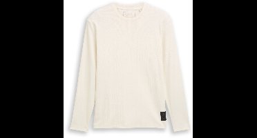Tom Tailor Denim - Shirt met lange mouwen en geribde structuur - Maat XXL - Wool White