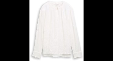 Tom Tailor - Crinkle blouse met ruches - Maat 36 - Whisper White