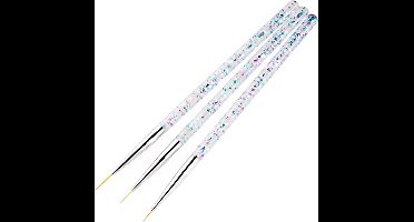 Scoby - Nagel Art Pennen Set - Nail Art Penselen - Acryl Penselen - Nail Art Pencils - 7 cm, 9 cm, 11 cm - Zilverkleurig