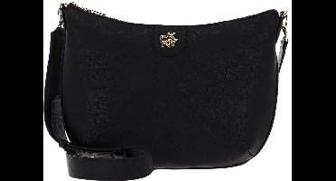 DKNY Leren Schoudertas Avondtas Carol Saddle Crossbody Bag Blk / Gold Zwart