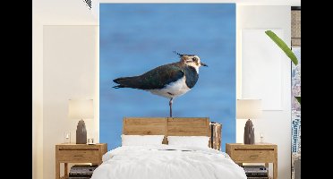 Behang - Fotobehang Vogel - Dieren - Paal - Blauw - Kievit - Breedte 160 cm x hoogte 220 cm