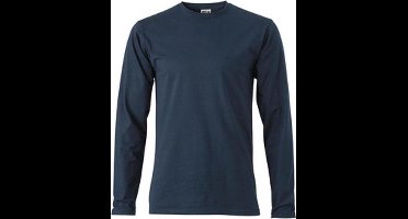 James and Nicholson - Unisex Lange Mouwen Elastisch T-Shirt (Navy)