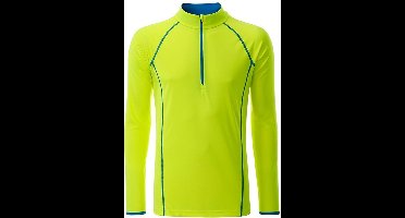 James and Nicholson Heren Sport Top met lange mouwen (Helder geel/rechterblauw)