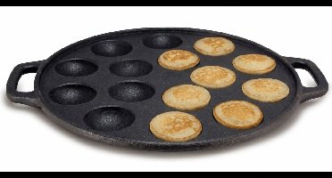 Cookinglife Poffertjespan - Gietijzer 15 Poffertjes - Mini Pancake Pan - Geëmailleerd Zwart - Geschikt Voor Alle Warmtebronnen - 24 cm