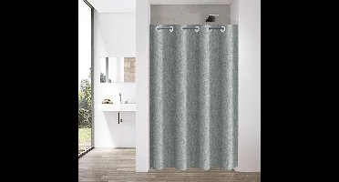 Boraboi® Grijs Linnenlook Douchegordijn Zonder Haken Voor Eenvoudige Installatie En Onderhoud