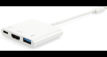 Equip USB-C St -> HDMI-/USB-A-BU PD-adapter 0,15 cm wit