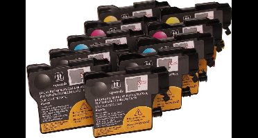 Set 10x ABC huismerk inkt cartridge geschikt voor Brother LC-980 LC-985 LC-1100 voor DCP-145C DCP-160 Series DCP-163C DCP-165C DCP-167C DCP-185C DCP-190 DCP-195C DCP-197C DCP-365CN DCP-370 DCP-373C