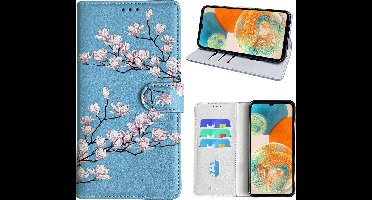 Hoesje geschikt voor Samsung Galaxy A23 Bookcase met blossom bloemen print