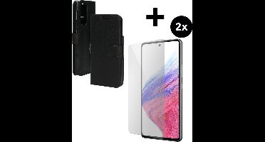 Mobiparts Classic Wallet hoesje geschikt voor Samsung Galaxy A53 (2022) 5G met 2 Screenprotectors van Gehard Glas - Zwart