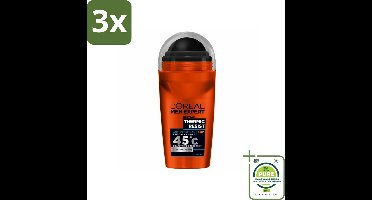 3 x L'Oréal Men Expert Deodorant Roller Thermic Resist 50 ml - Grootverpakking - Deodorant Voor Mannen - Thermische Bescherming - Anti-transpirant - Zweetbestrijding - Droge Oksels