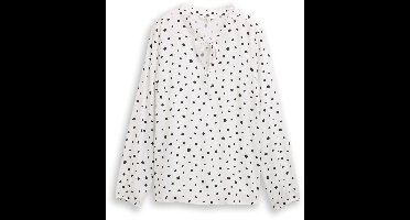 Tom Tailor Denim - Blouse met stippenpatroon - Maat XS - small offwhite black dot print