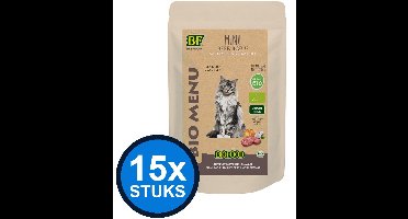 15x Biofood - Organic kat rund menu pouch 100gr - Kattenvoer Natvoer - 100 g