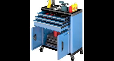 Gereedschapswagen – Werkplaatswagen – Gereedschapskast – Rolwagen – Opbergkast – 3 Lades + 2 Deuren – Afsluitbaar Met Slot – 360° Draaibare Wielen