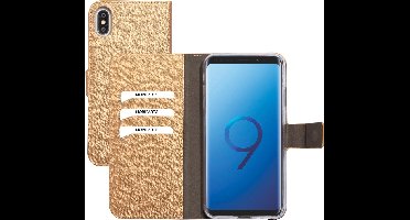 Mobiparts hoesje geschikt voor Apple iPhone Xs Max - Saffiano Wallet/Portemonnee hoesje - Magneet Sluiting - 3 Opbergvakken - Bruin Koper