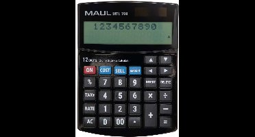 MAUL Bureaurekenmachine MTL 700 LCD-scherm 2-regelig, 12 cijfers Solar Batterij 15.5 x 11.5 x 2.5 cm zwart
