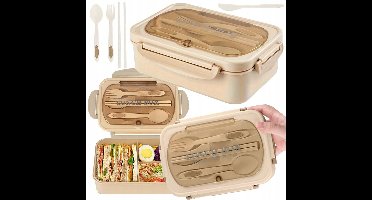 Pingyang Rongrong Serie - Lunchbox - Bruin - Multifuntioneel - Inclusief Bestek