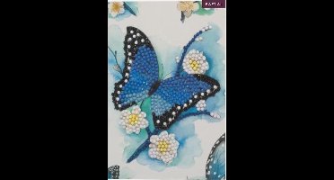 Diamondpainting Crystal Art Kaart Blauwe vlinder 10x15cm