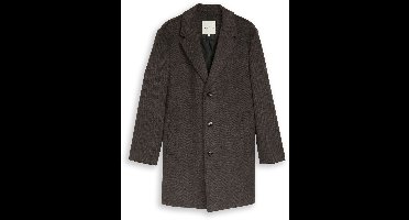 Tom Tailor Denim - Relaxed fit wollen jas met reverskraag - Maat S - brown melange herringbone