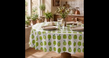 Protecttable - Rond Mexicaans Tafelzeil Appels Groen ⌀118cm - Tafelkleed Afwasbaar - Kunststof