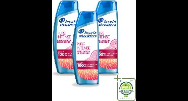 3 x Head & Shoulders - Anti-Roos Shampoo - Pure Intense - Grapefruit - 250 ml - Grootverpakking - Vaatwasstrips - Anti-roos Shampoo - Vet Hoofd - Schone Hoofdhuid - Roosvrij Haar - Grapefruit Geur