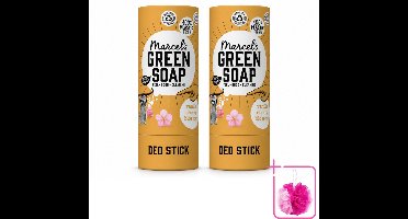 2 x Marcel's Green Soap - Deodorant Stick - Vanille & Kersenbloesem - Langdurige frisheid - 40 gr - Bulkverpakking - Deodorantstok - Douchemop - Natuurlijke deodorant