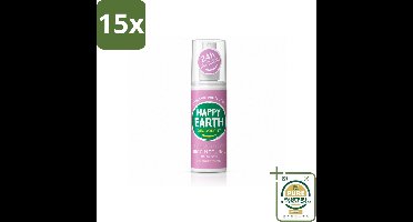 15 x Happy Earth – Deodorant Spray – 100% Natuurlijk Lavender Ylang – 100 ml - Wasstrips - Deodorant Spray - Natuurlijke Deodorant - Lavendel Geur - Ylang-ylang Geur - Huidvriendelijk
