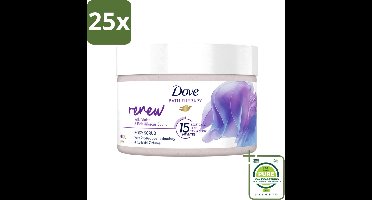 25 x Dove Bath Therapy Renew - Bodyscrub - Wilde Viooltjes & Roze Hibiscus - 295 ml - Grootverpakking - Vaatwasstrips - Huidvernieuwing - Huidscrub - Exfoliatie - Zachte Huid - Huidverzorging