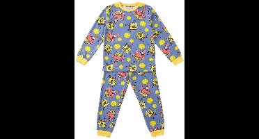 SpongeBob en Patrick Fleece Pyjama Jongens en Meisjes - Kinderpyjama - Pyjamaset - Nachtkleding - Blauw met All-over Print - Maat 152