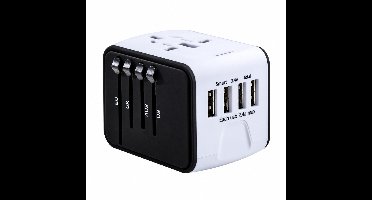 FEDEC Universele Wereldstekker met 4 USB Poorten - Internationale Reisstekker voor 150+ landen - Reis Adapter - Wereld Stekker - Oplader – Wit