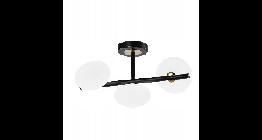Driepunts Plafondlamp Wit Glas Zwart-Goud Decoratief voor Woonkamer