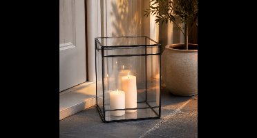 Hoppa! - Kas-Lantaarn - Glazen - Zwart/Transparant - 25 x 25 x 31 (B x D x H)