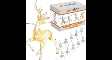 Ruhhy LED Rendier Kerstverlichting - 10 Stuks - Warme Witte Kerstlampjes met Batterijvoeding