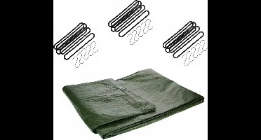 Talentools - Afdekzeil groen 3x4 meter met 15x spanrubbers en S-haken