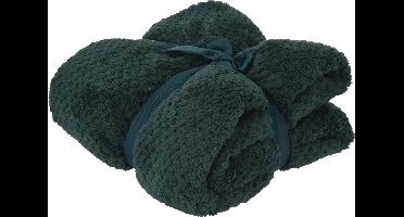 H&S Collection Fleece deken - polyester - donkergroen - 130 x 170 cm - 130 x 170 cm