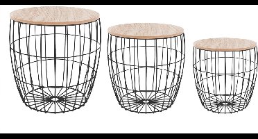 Atmosphera Zwarte atomaire salontafel - set van 3 - Zwart