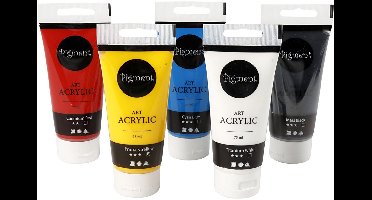 Acryl Verf, Color School, semi-glanzend, diverse kleuren, 5x75 ml/ 1 doos