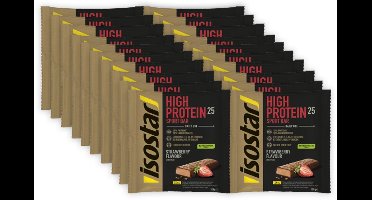 Isostar | High Protein 25 Sport Bars | Aardbei | 20 x 3 x 35 gram | Eiwitreep voor krachtsport