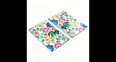 Decoratieve glazen snij- en serveerplanken met etnisch patroon, 2x30x52 cm