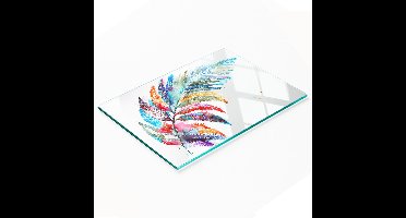Keukenplank van gehard glas met decoratieve afbeeldingen, kleurrijke veer, 80x52 cm
