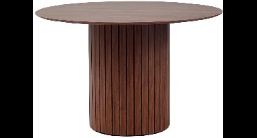 Sierra Eettafel, HOME Ronde eettafel voor 4-6 personen, eettafel in rustieke stijl met voet van hout, keukentafel van MDF (donkerbruin, 120 x 120 x 76 cm)