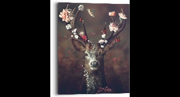 Schilderij Hert - 50 x 40 - Hout - REINDERS