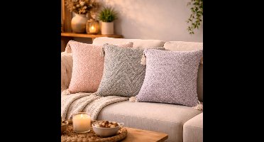 Arti Casa Cushion Blue Sierkussen - Decoratief Stoelkussen van Katoen - Trendy Blauw Diamantmotief - Comfortabel Formaat 45x45cm - Stijlvol Accent voor de Woonkamer