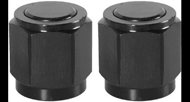 KARZO - 2-Pack Universele Vrouwelijke Flare Cap Poort Plug Blok Aluminiumlegering Off Fitting Moer Adapter voor Brandstofolieleiding (Zwart AN4)