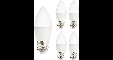 Kobi LED Lamp E27 6W - 470lm - 4000K - 230V - Voor Woonruimte, Keuken of Toilet - Kaarsvorm - 5 stuks