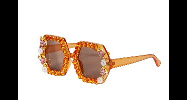 Wilbers - Partybril Hippie - Steentjes en Bloemetjes - Oranje