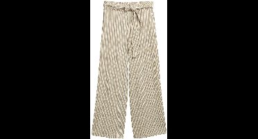 Tom Tailor Denim - Hoge culotte broek met riempje - Maat M - vertical green white stripe