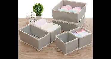 opbergdoos - 6 stuks - lade verdelers voor kleding - opvouwbare - 27,5D x 12B x 14H centimeter - Grijs