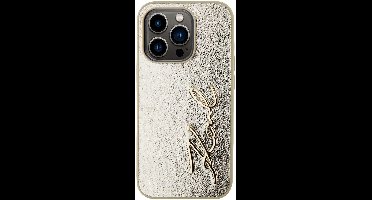 Karl Lagerfeld, Hoesje geschikt voor iPhone 15 Pro - Gecruncht PU Leer met Signature Logo Ultra Elegant, Goud