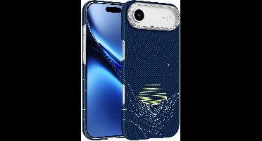 Hoesje Geschikt voor iPhone Air Hoesje Blauw Sunset - Carbon Hoesje Geschikt voor MagSafe iPhone 17 Air - Shockproof Back Cover