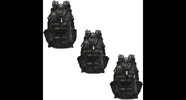 Tactical Rugzak Dames & Heren voor Fitness - Backpack - Sporttas - Militaire Army Bag - Sport Tas - 30 Liter - Zwart - 3 Stuks